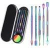 6-Pieces Dab Tool Kit Smoking Accessories Rainbow Stainless Steel Dabber Nail Tool with 5ml Silicone Wax Container Jar