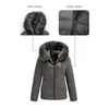 Femmes Fourrure Faux Giolshon Femmes Hiver Double Face À Capuche Puffer Manteau Col Détachable Chaud Femme Veste Coupe-Vent Vers Le Bas ManteauFemmes