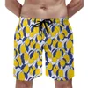 남자 반바지 귀여운 레몬 패턴 보드 과일 디자인 애호가 해변 탄성 허리 커스텀 수영 트렁크 플러스 크기 3xlmen 's