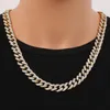 Chaînes Hip Hop Iced Out 12mm Miami Curb Cubain Lien Chaîne Collier Pour Hommes 2Rows Strass À La Mode Bling Rappeur Ras Du Cou Bijoux Cadeaux