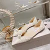 Robe de mariée élégante chaussures de mariage dame sandales perles cuir Designer chaussures à talons hauts