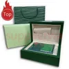 Montre de luxe Mens Box Cases Original Inner Outer Womans Montres Boxes Hommes Montre-bracelet Green Boxs livret carte Accessoires Certifica215m