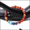 Arti e mestieri 7 Chakra 8 mm Agata rossa Pietra Bracciale con perline Braccialetti con perline tonde Energia curativa Yoga per lo sport2010 Dhhe3