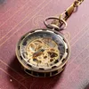 Orologi da tasca vintage ruota vintage manuale orologio meccanico moda fashion hollow-out (bronzo)