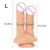 Huge Double Dildos Penetration Vagina and Anus Soft Skin Feel Penis Headed Phallus sexy Toys for Women Masturbation