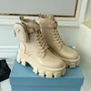 Herr Dam Rois Stövlar Designer Ankel Martin Boot Läder Nylon Avtagbar påse Stövla Militärinspirerade stridsskor Originalkartong storlek 35-45