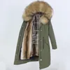 Kvinnors päls faux x-long parka vattentät vinterjacka kvinnor naturlig tvättbjörn huva riktig kappa avtagbar streetwearwomens kvinnors swomen's