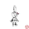 925 Silver Fit Pandora Stitch Bead Bella Bot Punk Band Dangle Skeleton Girl Braça