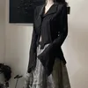 Karrram Gothic Black Shirt Yamamoto Style Dark Aesthetic Blouse Women Irregular Designer Clothes Emo Alt Clothes Grunge Tops Y2k 220513
