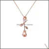 Pendant Necklaces Pendants Jewelry Stainless Steel Gold Rose Zircon Flower Heart Choker Necklace Drop Delivery 2021 Udi4R