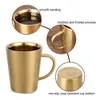 Tasses à café 350 ml Portable en acier inoxydable double couche tasse à café double paroi tasses à eau calorifuge anti-brûlure bière tasse café-boisson cadeau ZL0953