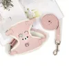 Bella pettorina per cani da orso con guinzagli Set morbida pettorina per cani in rete traspirante Gilet imbottito senza soffocamento per cani di piccola taglia Gatto Chihuahua Teddy Rosa all'ingrosso C0627X13