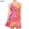 Frauen Kleid Rosa Kleine Blumen Muster 3D Gedruckt Mini Kleid für Mode Weibliche Ärmellose Kleider Kurze Ball Kleid W220616
