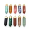 Natural Stone Gold Plating Hexagonal Prism Healing Crystal Charms Pendants For Diy Earrings Necklace Jewelry Making