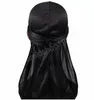 Silky Durag Long Tail Scarf Pirate Cap Men Satin Durags Elastic Chemo Caps Bandanna Turban Wigs Woman Men Headwear Hair Accessories 24 Färger