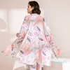 3pcs pajama soft for Spring Fall Ladies Sleepwear Floral Pink Leaves Cardigan Camisole Pants HomeWear 220511