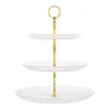 Party Decoration Three-tier Crystal Cake Stand Gold/Silver Fruit Plate Snack Box Birthday Desktop DecorationParty