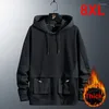 Erkek Hoodies Sweatshirts Erkekler Artı Boyut 8xl Sweatshirt Moda Günlük Kalın Hoodie Cep Tasarım Kapüşonlu Kazak Büyük Erkek Büyük Erit