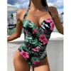 Summer Sexy Print One Piece Swimsuit Closed Female Swimwear Push Up Body Women's Swim Wear Bathing Suit Beach Pool Bather 2022 Y220423