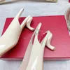 أحذية جلدية للبراءات النسائية أحذية بلوكي بلوبيك كلاسيكي ألوان صلبة مدببة بأصابع القدمين في منتصف كعب الصندل الحفلات من قبل مصمم فاخر Flip-Flops حفلة عيد ميلاد