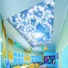 Blå himmel och vita moln Takmålningar Bakgrund HD-bild Väggmålningar Soffa Vardagsrum Sovrum 3D Bakgrundsbilder