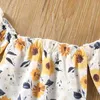 Citgeett Summer Baby Girls Outfits Flower Print Off Axel Short Sleeve Rompers på Flare Pants Clothing Set J220711