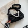 Sacs de soirée mode femmes nœud soie matériel bandoulière pour dames simples chaîne de perles rassemblement sacs à main petits sacs à bandoulière soirée