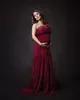 Noble Dark Red Plus Size Pregnant Ladies A Line Evening Dress Strapless Pleats Floor Length Tube For Woman Photoshoot Formal Prom Party Wear Custom Made