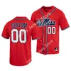 Beisebol universitário usa camisa de beisebol costurada personalizada da NCAA Ole Miss Rebels John Gaddis Banks Tolley Luke Ellis 32 Noah Magee 33 Ben Van Cleve 34 Riley Maddox 35