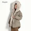 Fitaylor hiver manteau de fourrure naturelle femmes 90% blanc canard vers le bas Parkas fourrure vestes à capuche surdimensionné réel manteau de fourrure 201125