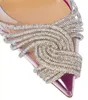 Summer Luxury Brands Gatsby Woman Sandals Shoes Slingback Pumps Crystal Swirls PVC Toecaps Pointed Toe Lady High Heels EU35-43