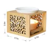 Candle Holders Enhanced Stable Connection Bamboo Wooden Oil Burner Wax Melt Diffuser With Ceramic Holder
