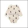 Rompers JumpsuitsRomppers Baby Kids Cloths Baby Maternity meninas meninos Olive Moon Colored Stone Print Romper em Dhjkx