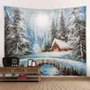 Snow Scene Tapestry Beautiful 3D Digital Printing Bakgrund Bohemian Hippie Olika storlekar J220804