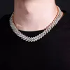 Kedjor 14mm isade ut Micro Pave Cubic Zirconia Cuban Chain Halsband med Box Clasp Hip Hop Fashion Jewelry Gift Men Women elle22