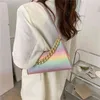Moda Rainbow Sequin Bolsas femininas Novo Trend PU Couro Bolsa de ombro de luxo Bolsas com zíper de cores sólidas para mulheres 2022 Y220719