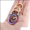 Nyckelringar 2x25mm Rainbow Round Circle Gold Sier Color Keychains Metal Chain Ring Split unisex Keyring KeyFob Holder Acces CARSHOP2006 DHOCQ