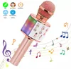 Wireless Karaoke Microphone Bluetooth Handheld Portable Speaker Home KTV Player With Dancing LED Lights Record Function for Kids7774036