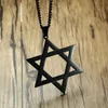 Pendant Necklaces Classic Men's Star Of David Necklace In Black Gold Silver Color Stainless Steel Israel Je Jewelry Free Chain 24 In