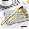 4st/set rostfritt stål Stableware Set Knife Fork Spoon Flatware Set Gold Rainbow Drop Ship Leverans 2021 Köksmatsal Hem Garde