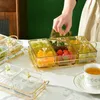Nordic Fruit Dessert Snacks Bowl Salad Food Nuts Storage Tray With Lid Glasses Dishes Serving Platter For Party Cake Holder Set 220307