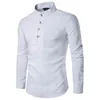 2022 Erkekler Gömlek Uzun Kollu Mandarin Tezgahlar Düz Renk Pamuk Keten Gömlek Erkekler Geleneksel Çin tarzı Gömlek Erkek Camisa L220704