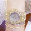 Montres-bracelets Bling dames montres-bracelets robe or Montre femmes cristal diamant acier inoxydable argent horloge Montre Femme AAWristwa1958