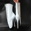 Sorbern witte stiletto ballet laarzen Unisex hoge hakken 18 cm korte laarzen voor vrouwen bdsm schoen sexy fetish aangepaste kleuren
