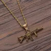Pendant Necklaces European And American Hip Hop Jewelry Gun Personalized Punk Copper Inlaid Nightclub Rap NecklacePendant NecklacesPendant
