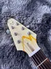 Guitarra elétrica china voando v estilo de mogno e mão de pescoço fez velha cor amarela suave