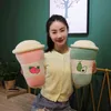 Pc Cute Summer Fruits Juice Soft Cup Cotton Stuffed Strawberry Orange Avocado Bubble Tea Cuddle Props Decoration Present J220704