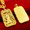 Anhänger Halsketten Luxus 24k Reine Gold Farbe Für Frauen Männer Gefüllt Dicke Weibliche Engagement Geburtstag Edlen Schmuck Kein ChaiPendant