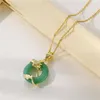 Hänge halsband klassisk kinesisk stil imitation jade cirkel lyckliga amulet halsband för kvinnlig tradition elegant vardagsmyckenpendant