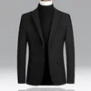 Autunno Inverno Uomo Blazer Abiti da lavoro casual Due bottoni Risvolto Manica lunga Cappotto di lana Cappotto Moda uomo Slim Blazer 220409